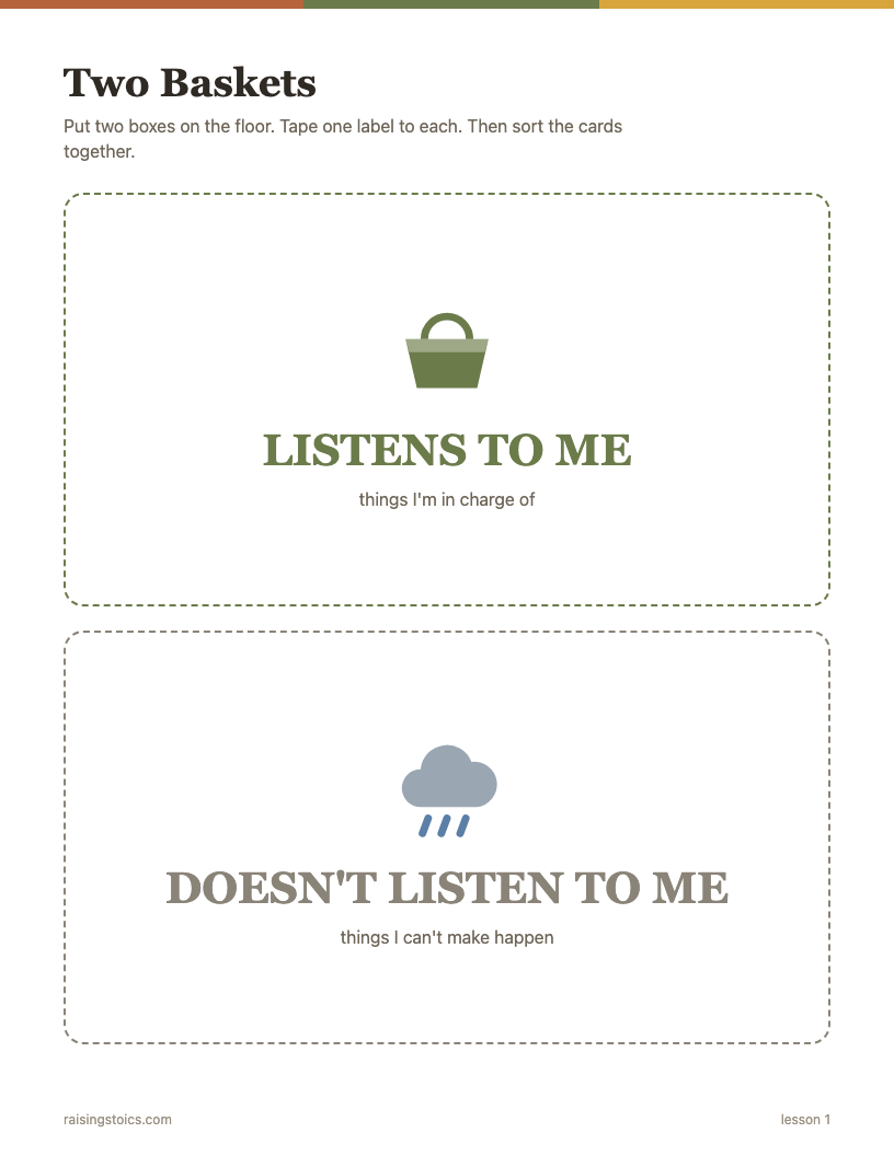Two Baskets: labels for the boxes
