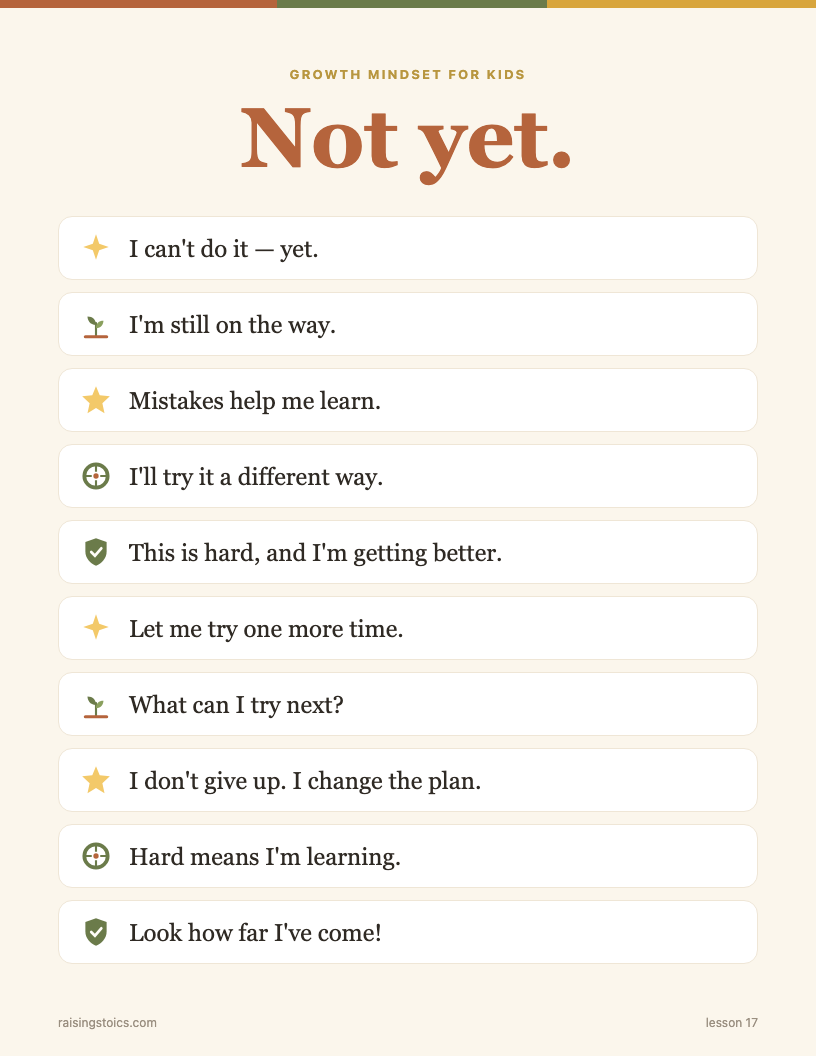 Not Yet: growth mindset phrases