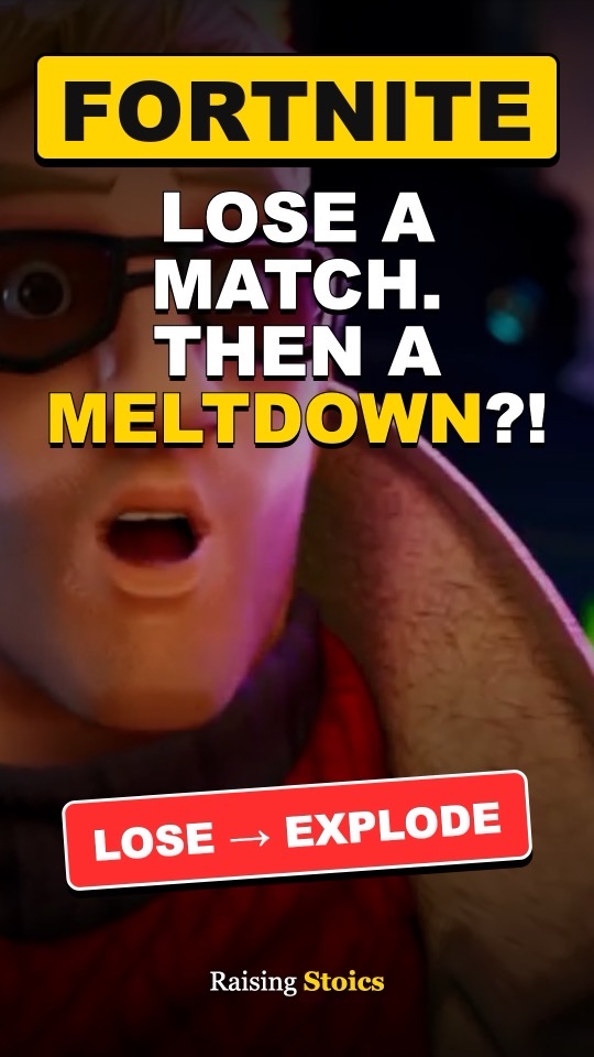 Video cover: Fortnite and the words Lose a match, then a meltdown